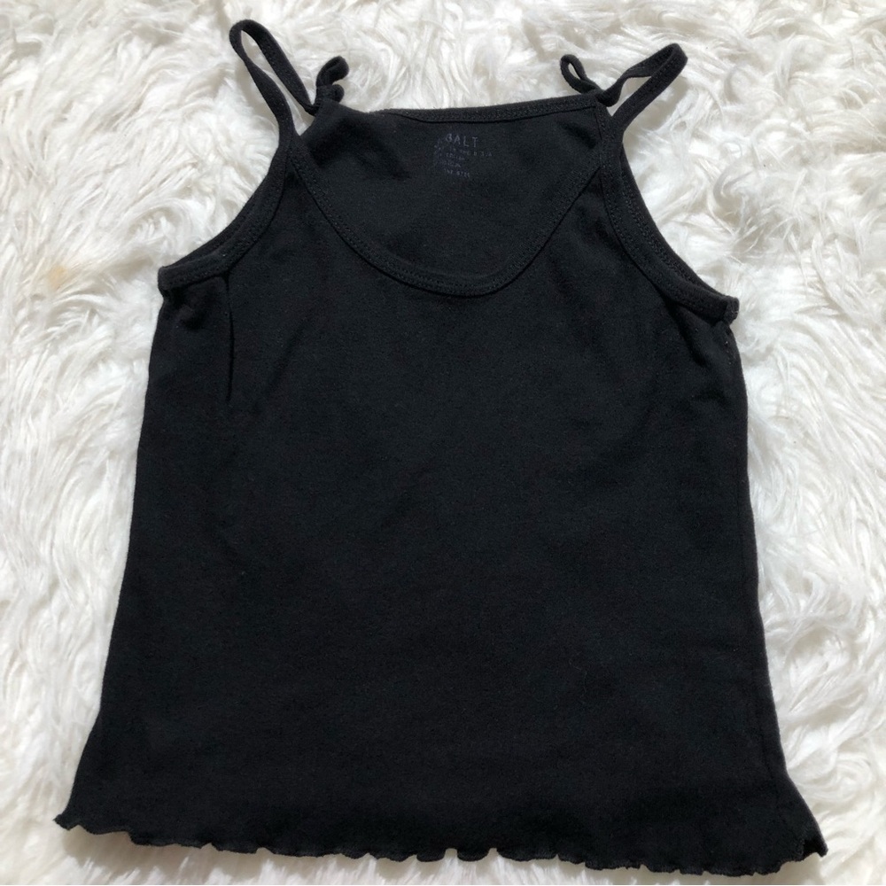 Brandy Melville black tank top Lettuce edge bottom crop tops summer spring shirt